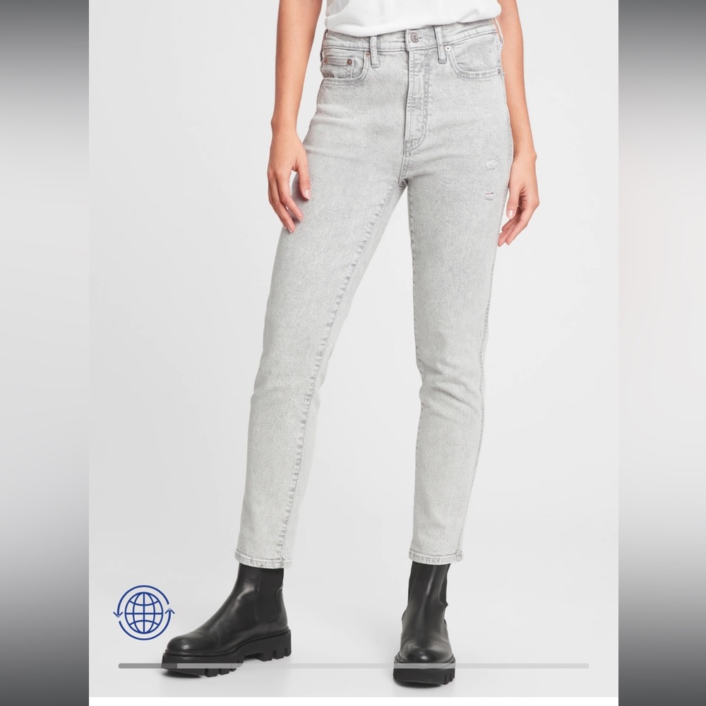 Gap high rise vintage slim jeans with washwell - grey distressed